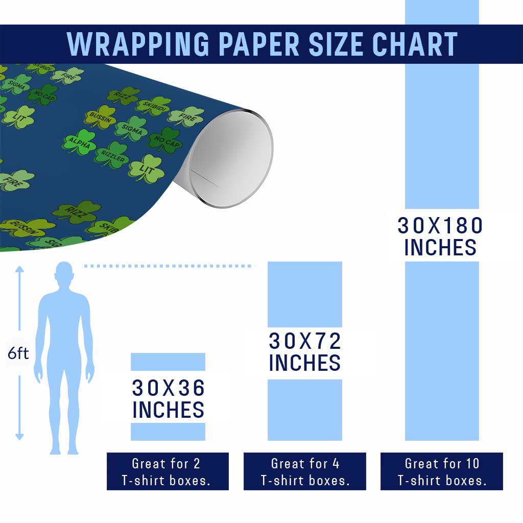 Funny St Patricks Day Skibi Rizz Wrapping Paper Roll No Cap - Wonder Print Shop