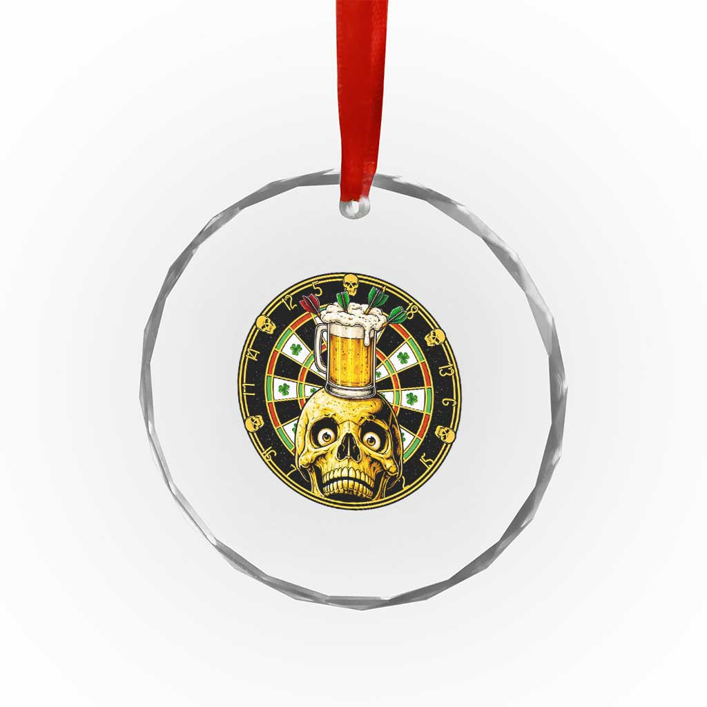 Funny St Patricks Day Skull Crystal Glass Ornament Darts Player Gift