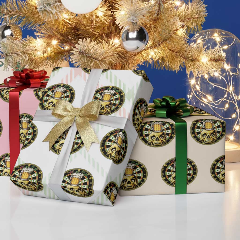 Funny St Patricks Day Skull Wrapping Paper Roll Darts Player Gift