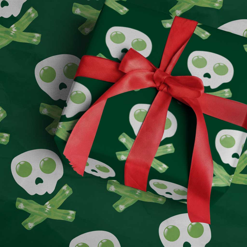 Funny St Patricks Day Wrapping Paper Roll Bacon & Eggs Skull & Crossbones