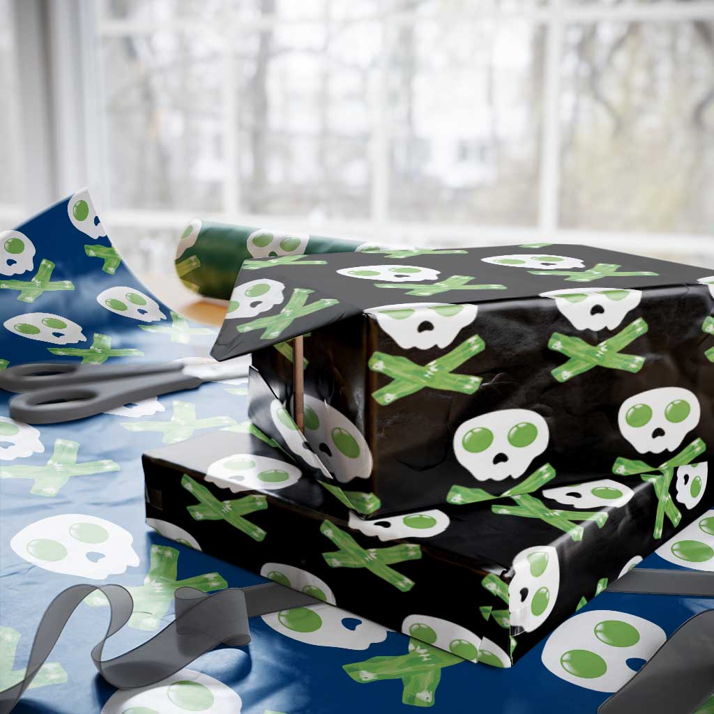 Funny St Patricks Day Wrapping Paper Roll Bacon & Eggs Skull & Crossbones