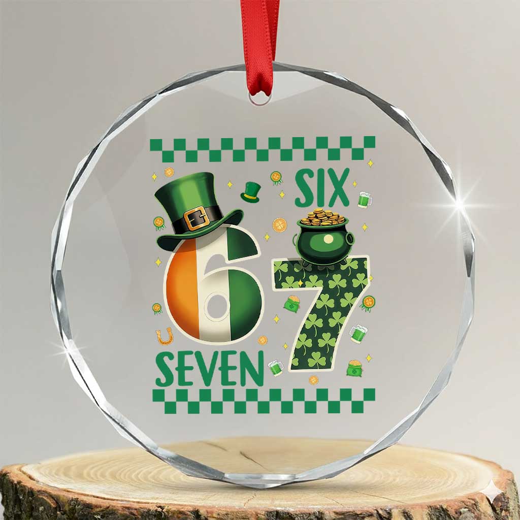 Funny St Patricks Six Seven Crystal Glass Ornament Gen Z Irish Gift