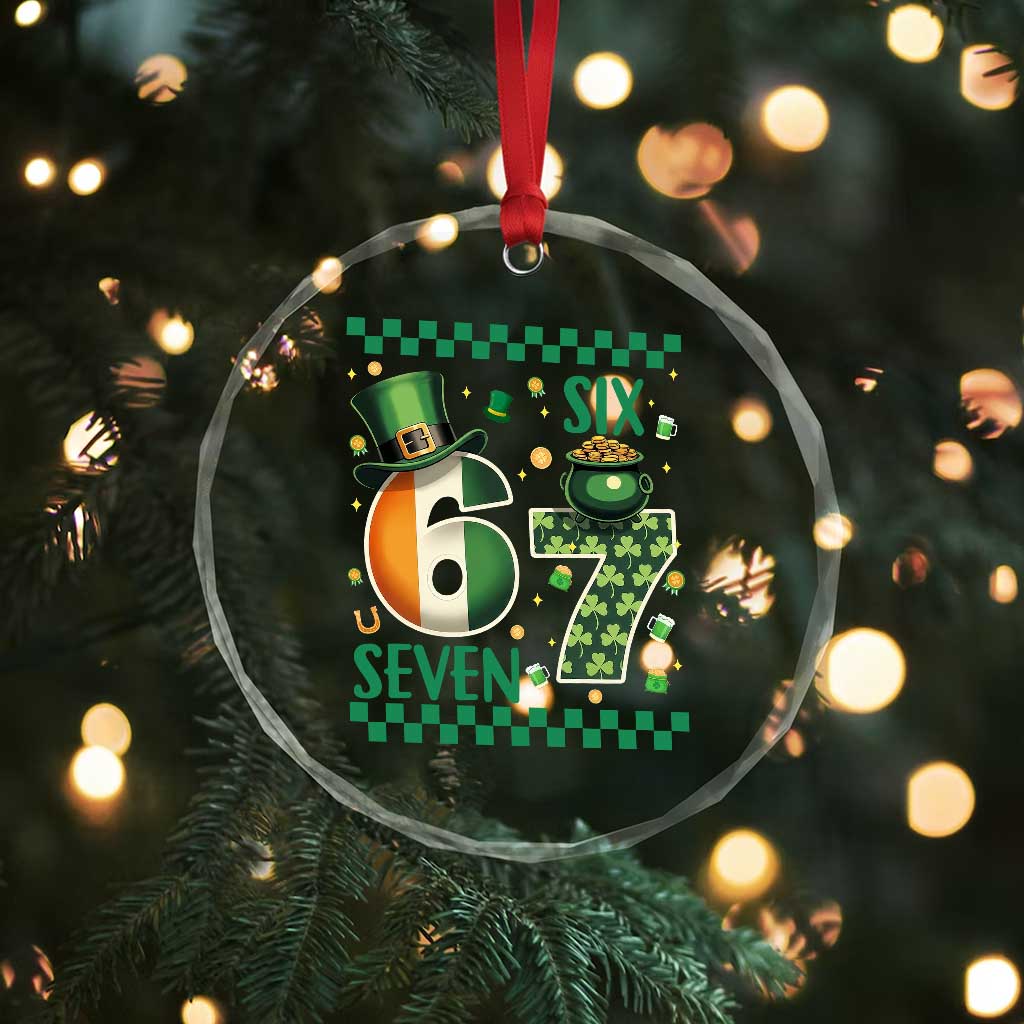 Funny St Patricks Six Seven Crystal Glass Ornament Gen Z Irish Gift