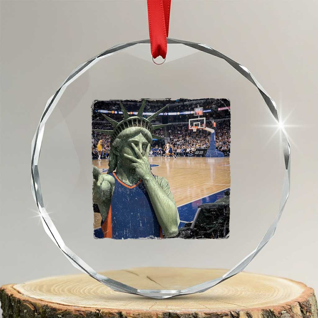 Funny Statue Of Liberty Basketball Selfie Graphic Crystal Glass Ornament