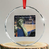 Funny Statue Of Liberty Basketball Selfie Graphic Crystal Glass Ornament