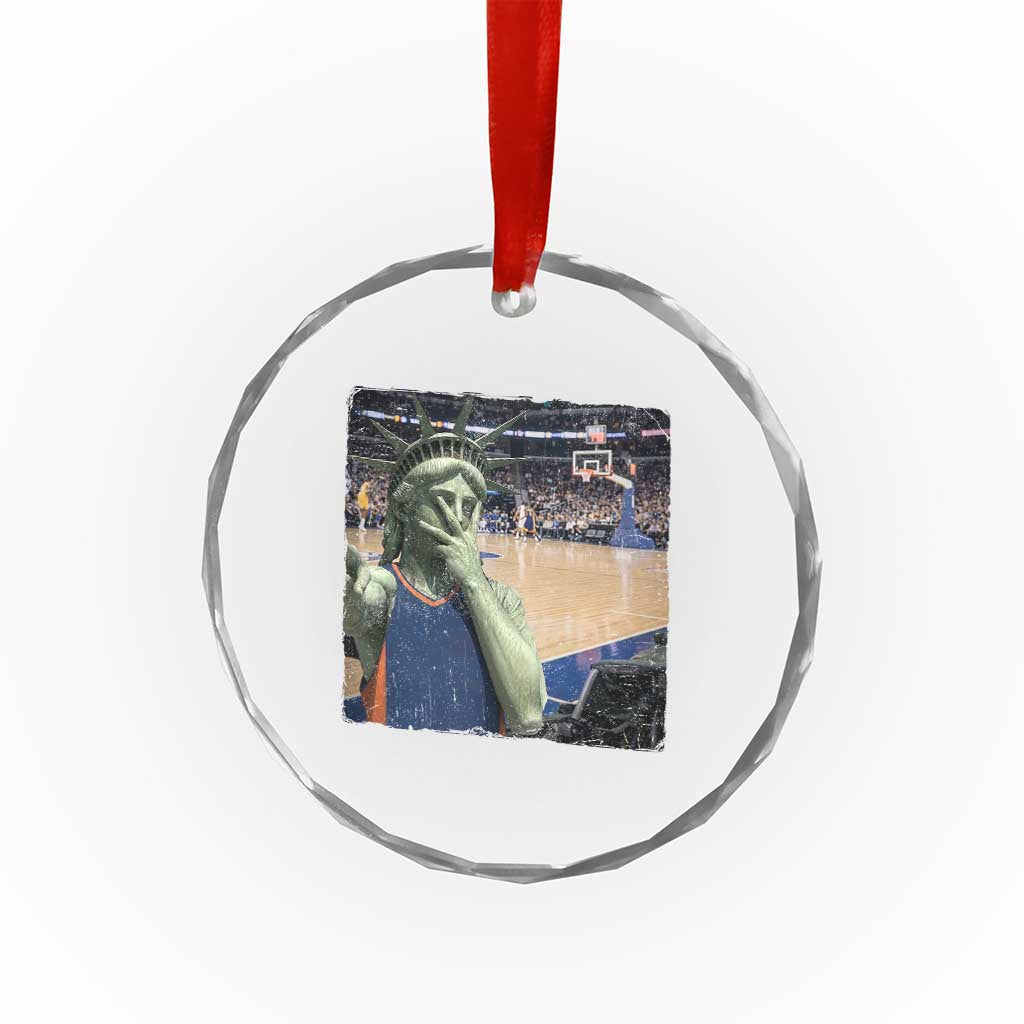 Funny Statue Of Liberty Basketball Selfie Graphic Crystal Glass Ornament
