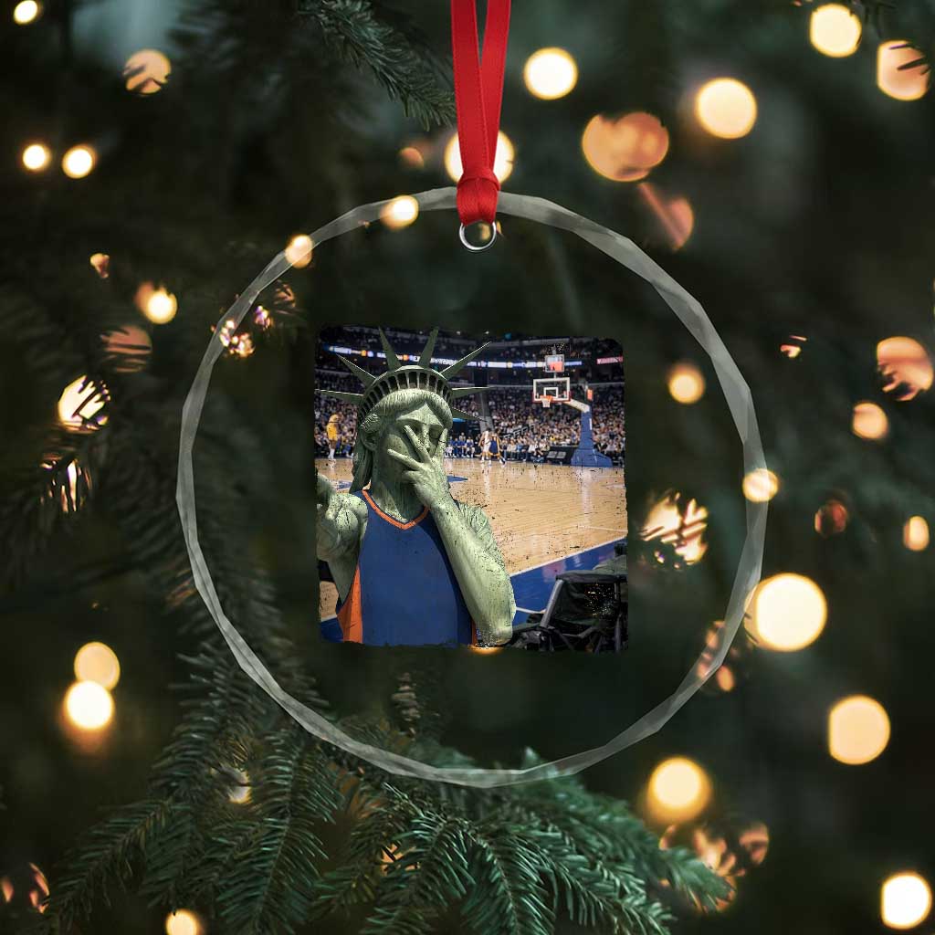 Funny Statue Of Liberty Basketball Selfie Graphic Crystal Glass Ornament