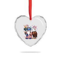 Funny Statue Of Liberty Gnome Heart Crystal Glass Ornament Patriotic 4th Of July