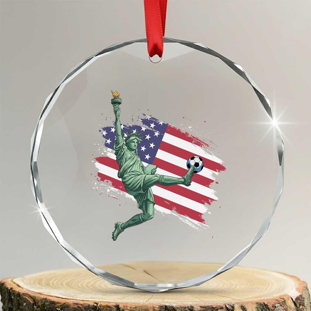 Funny Statue Of Liberty Playing Soccer Crystal Glass Ornament New Yorker Fan Gift