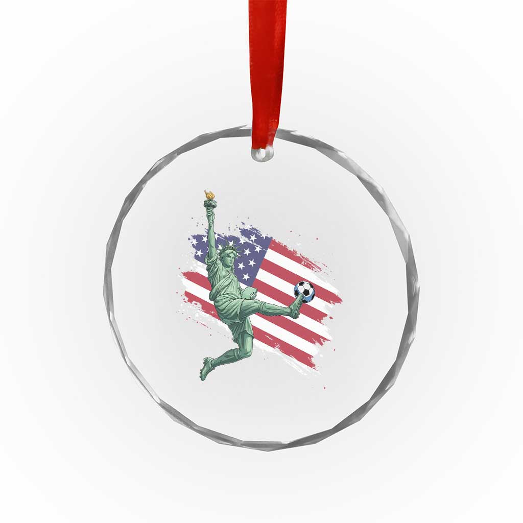 Funny Statue Of Liberty Playing Soccer Crystal Glass Ornament New Yorker Fan Gift