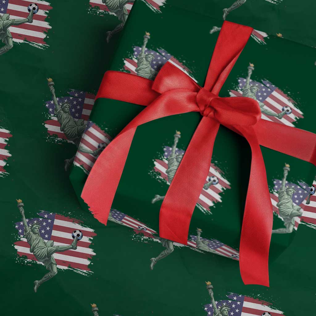Funny Statue Of Liberty Playing Soccer Wrapping Paper Roll New Yorker Fan Gift