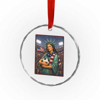Funny Statue Of Liberty Soccer Gift Crystal Glass Ornament USA Football Pride