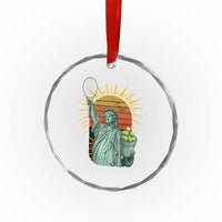 Funny Statue Of Liberty Tennis Player Crystal Glass Ornament Patriotic Sports Lover - Wonder Print Shop