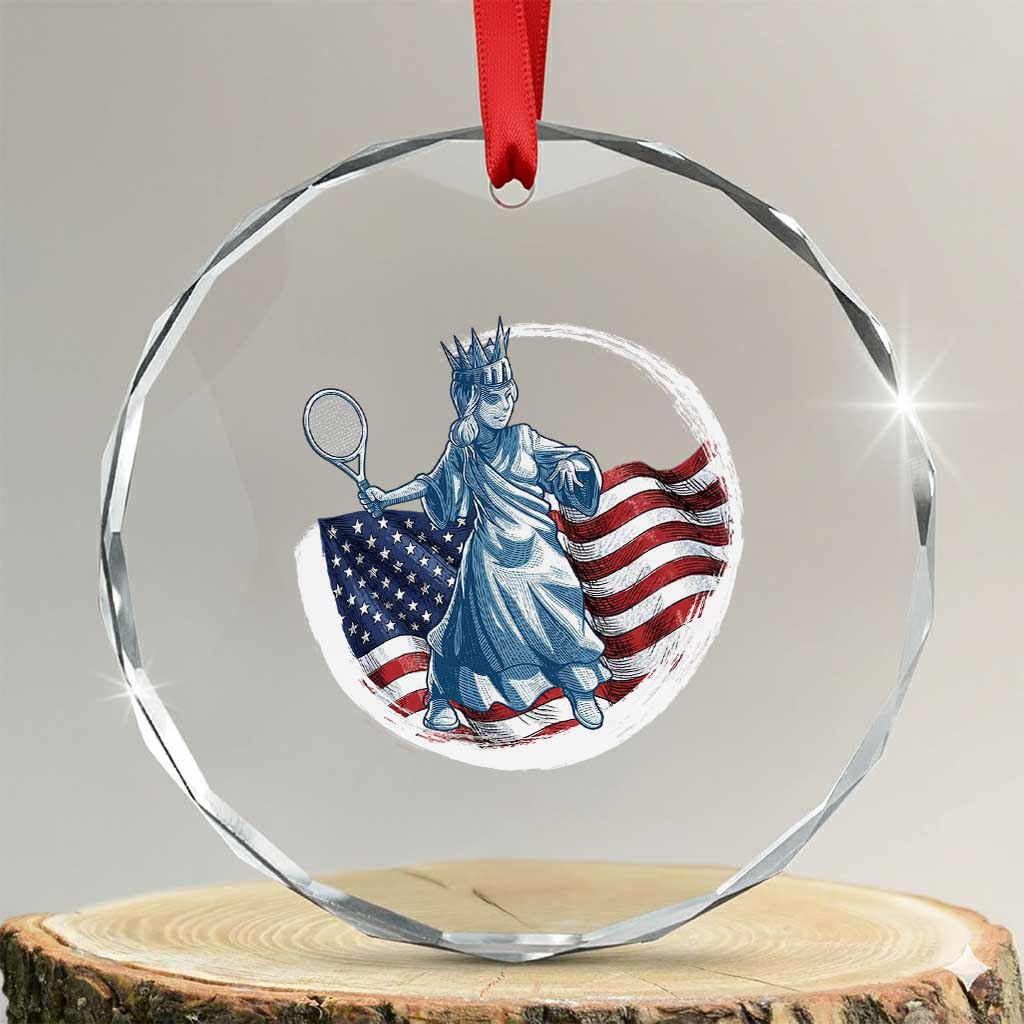 Funny Statue Of Liberty Tennis Player Crystal Glass Ornament USA Pride Female Tennis Gift - Wonder Print Shop