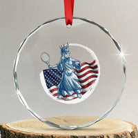 Funny Statue Of Liberty Tennis Player Crystal Glass Ornament USA Pride Female Tennis Gift - Wonder Print Shop