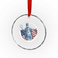 Funny Statue Of Liberty Tennis Player Crystal Glass Ornament USA Pride Female Tennis Gift - Wonder Print Shop