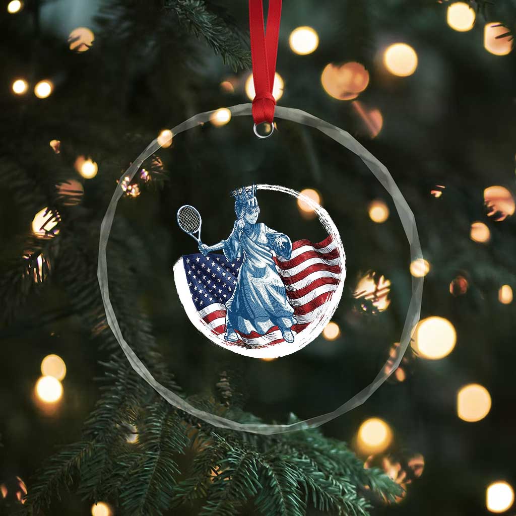 Funny Statue Of Liberty Tennis Player Crystal Glass Ornament USA Pride Female Tennis Gift - Wonder Print Shop