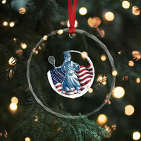 Funny Statue Of Liberty Tennis Player Crystal Glass Ornament USA Pride Female Tennis Gift - Wonder Print Shop
