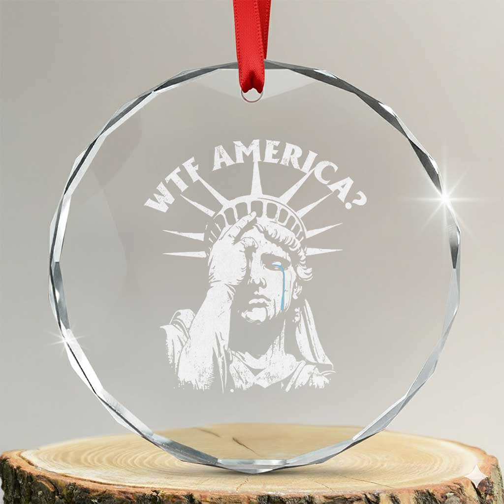 Funny Statue Of Liberty WTF America Crystal Glass Ornament - Wonder Print Shop
