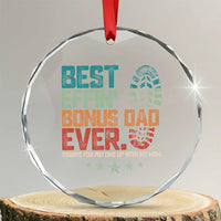 Funny Step Dad Crystal Glass Ornament Best Effin’ Bonus Dad Ever Retro - Wonder Print Shop