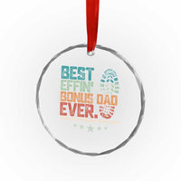 Funny Step Dad Crystal Glass Ornament Best Effin’ Bonus Dad Ever Retro - Wonder Print Shop