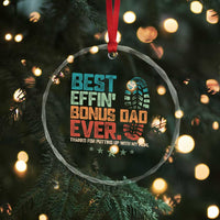 Funny Step Dad Crystal Glass Ornament Best Effin’ Bonus Dad Ever Retro - Wonder Print Shop