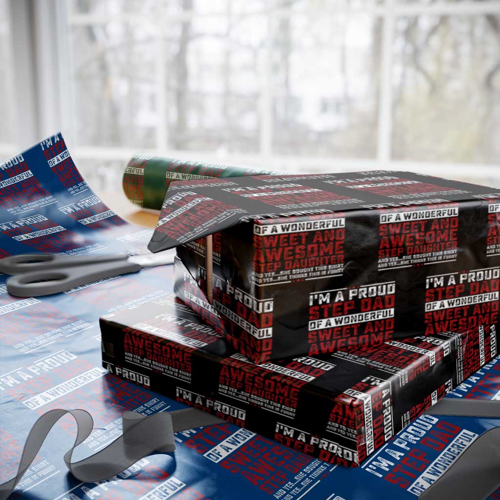 Funny Stepdad Wrapping Paper Roll Step Daughter Bonus Step Dad Fathers Day - Wonder Print Shop