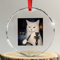 Funny Stoner Cat Crystal Glass Ornament 420 Stoner Smoking Cat Cannabis Lover Meme
