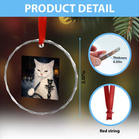 Funny Stoner Cat Crystal Glass Ornament 420 Stoner Smoking Cat Cannabis Lover Meme