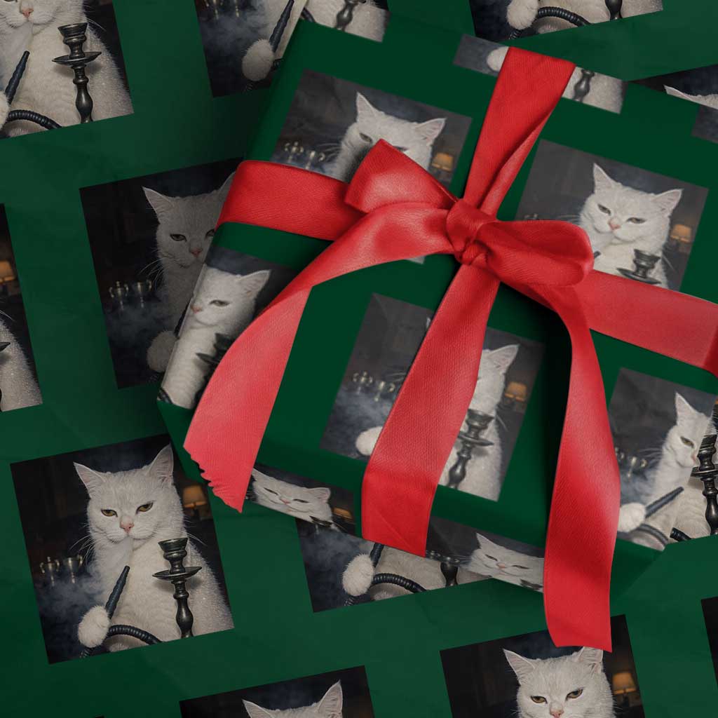 Funny Stoner Cat Wrapping Paper Roll 420 Stoner Smoking Cat Cannabis Lover Meme