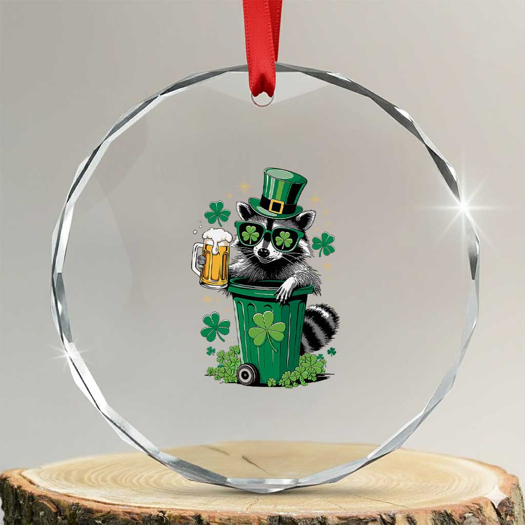 Funny St.Patrick's Day Raccoon Crystal Glass Ornament Patrick Drinking Irish TS02