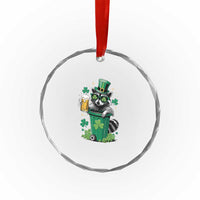 Funny St.Patrick's Day Raccoon Crystal Glass Ornament Patrick Drinking Irish TS02
