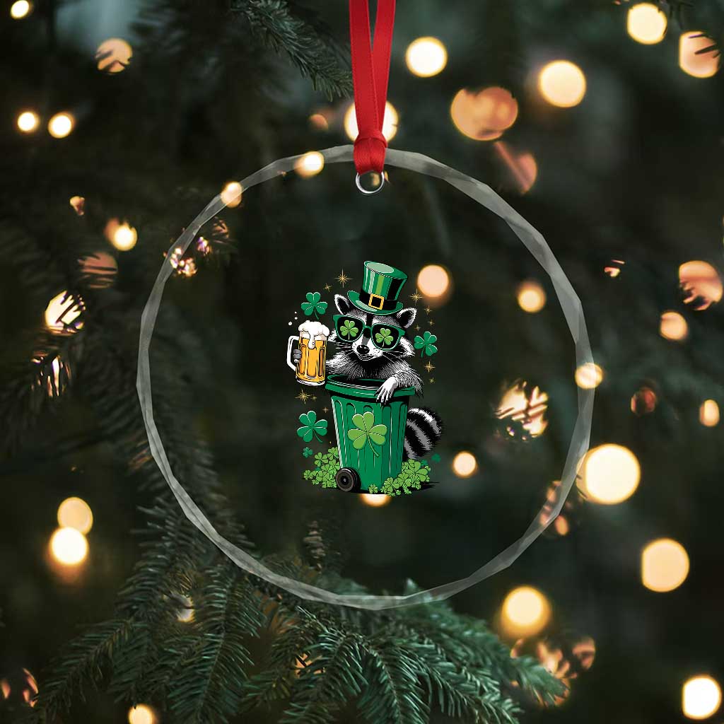 Funny St.Patrick's Day Raccoon Crystal Glass Ornament Patrick Drinking Irish TS02