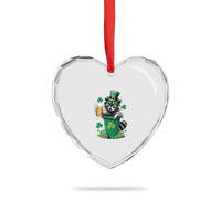 Funny St.Patrick's Day Raccoon Heart Crystal Glass Ornament Patrick Drinking Irish - Wonder Print Shop