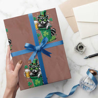 Funny St.Patrick's Day Raccoon Wrapping Paper Roll Patrick Drinking Irish - Wonder Print Shop