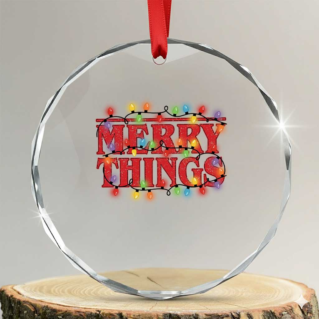 Funny Stranger Christmas Crystal Glass Ornament Merry Things Xmas Movie Neon Lights - Wonder Print Shop
