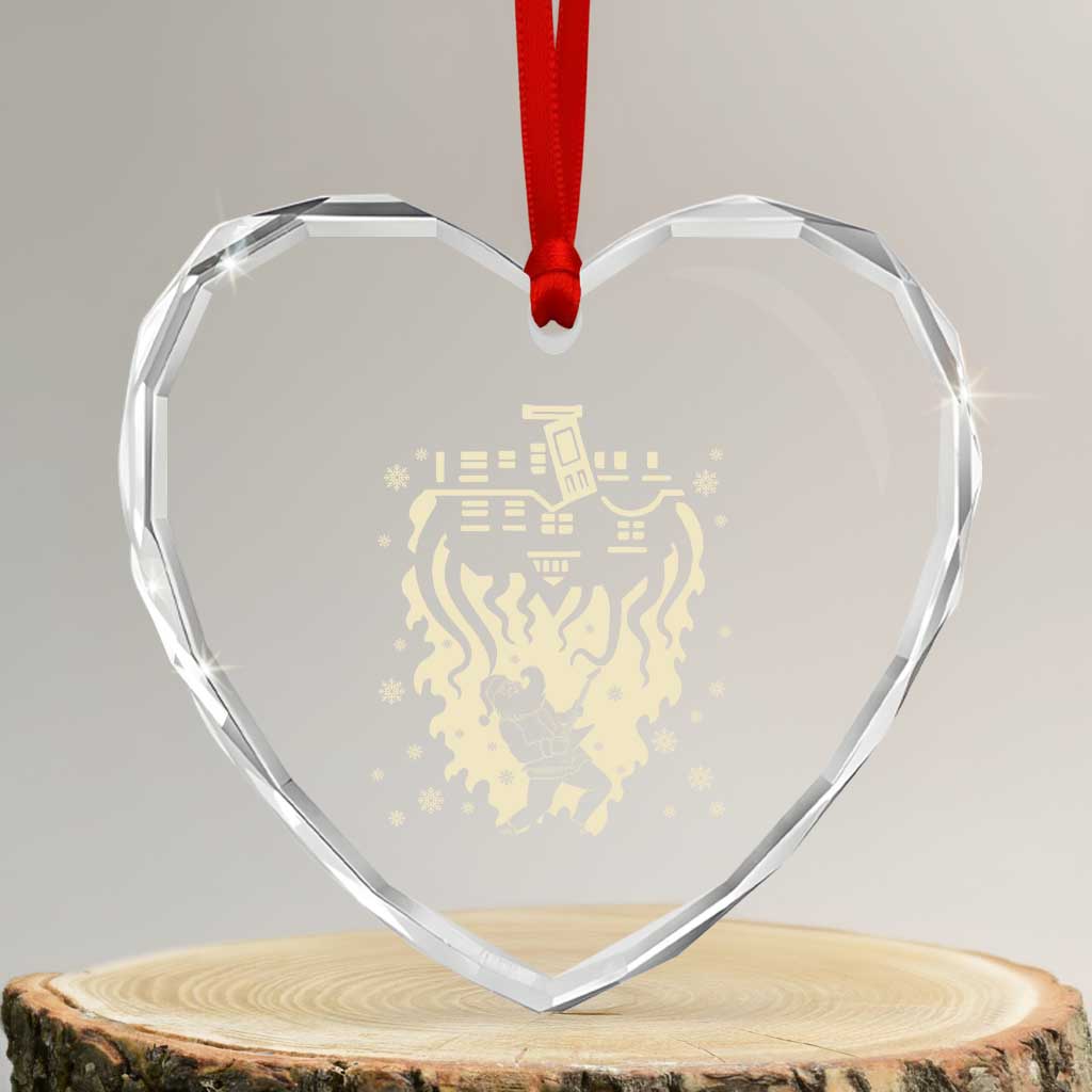 Funny Stranger Christmas Heart Crystal Glass Ornament Heavy Metal Santa Upside Down - Wonder Print Shop