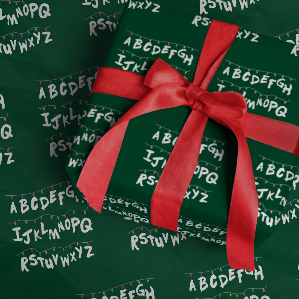 Funny Stranger Christmas Wrapping Paper Roll Alphabet Xmas Lights - Wonder Print Shop