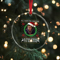 Funny Stranger Xmas Survival Wishes Crystal Glass Ornament All I Want for Christmas is Steve to Survive Fan Gift - Wonder Print Shop