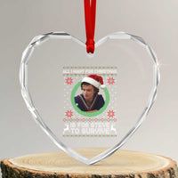 Funny Stranger Xmas Survival Wishes Heart Crystal Glass Ornament All I Want for Christmas is Steve to Survive Fan Gift - Wonder Print Shop