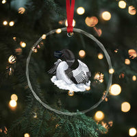 Funny Stupid Canadian Wolf Bird Crystal Glass Ornament Common Loon with Hockey Puck Bird Meme - Wonder Print Shop