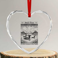 Funny Stupid Canadian Wolf Bird Heart Crystal Glass Ornament Funny Common Loon Newspaper LGBT Hockey