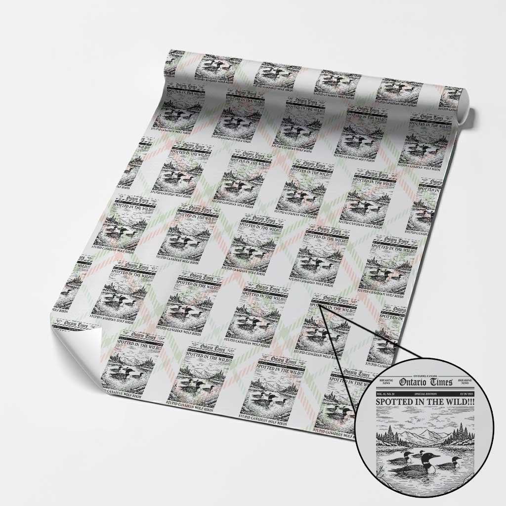 Funny Stupid Canadian Wolf Bird Wrapping Paper Roll Funny Common Loon Newspaper LGBT Hockey
