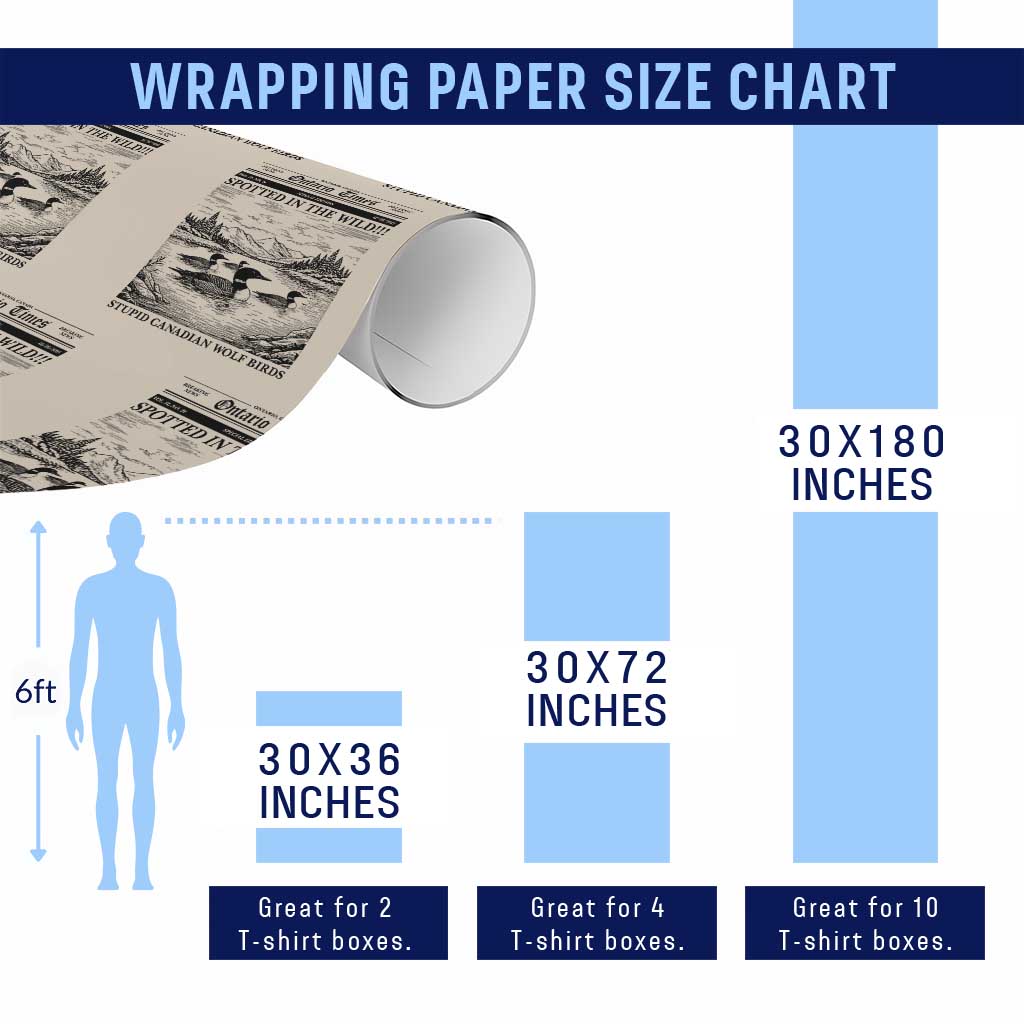 Funny Stupid Canadian Wolf Bird Wrapping Paper Roll Funny Common Loon Newspaper LGBT Hockey