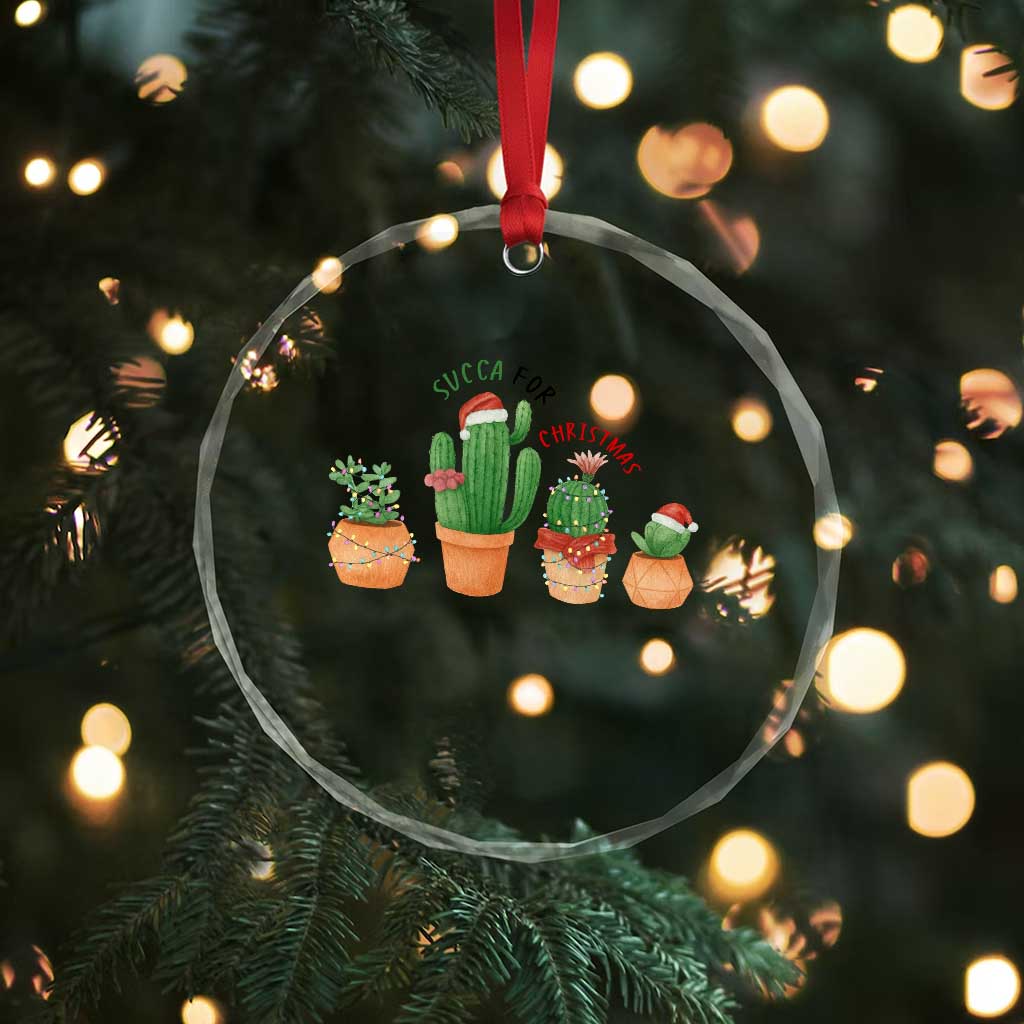 Funny Succulent Plant Lover Gift Crystal Glass Ornament Succa For Christmas - Wonder Print Shop