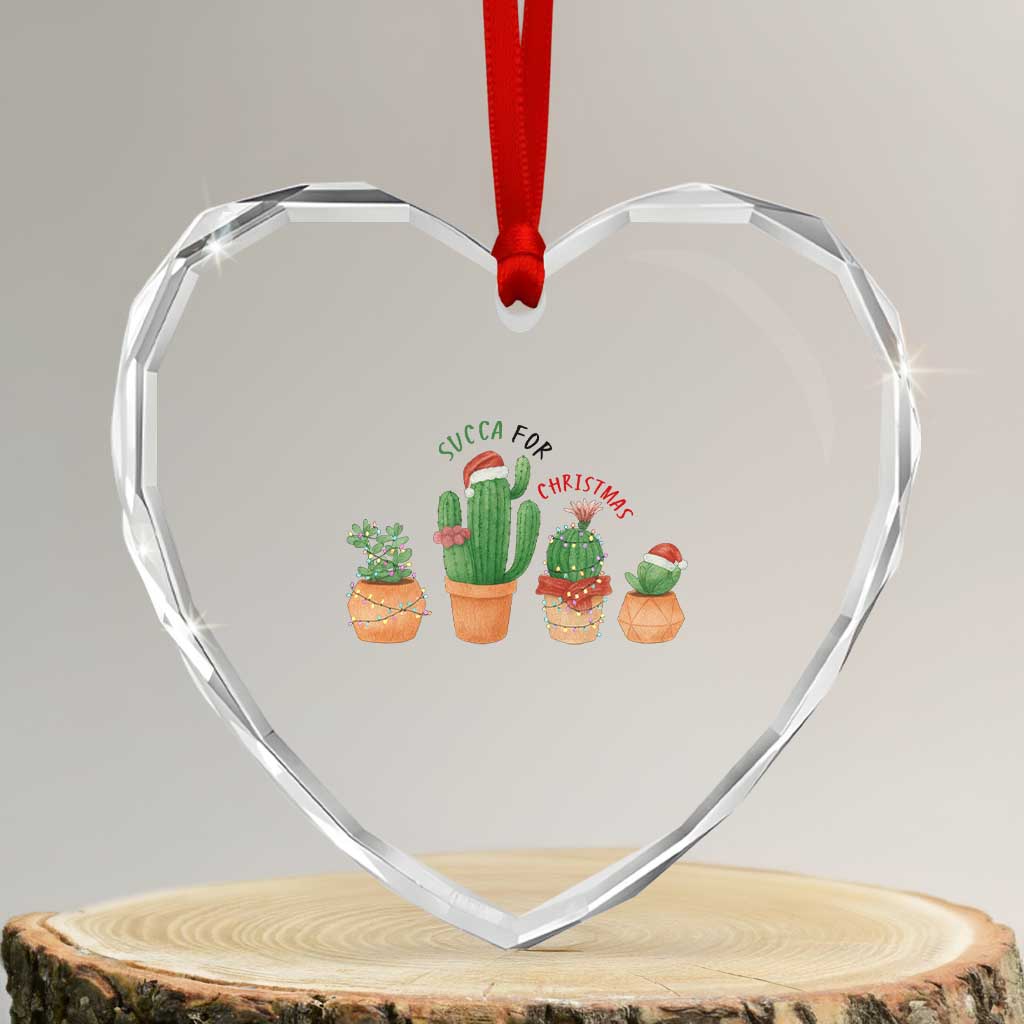 Funny Succulent Plant Lover Gift Heart Crystal Glass Ornament Succa For Christmas - Wonder Print Shop
