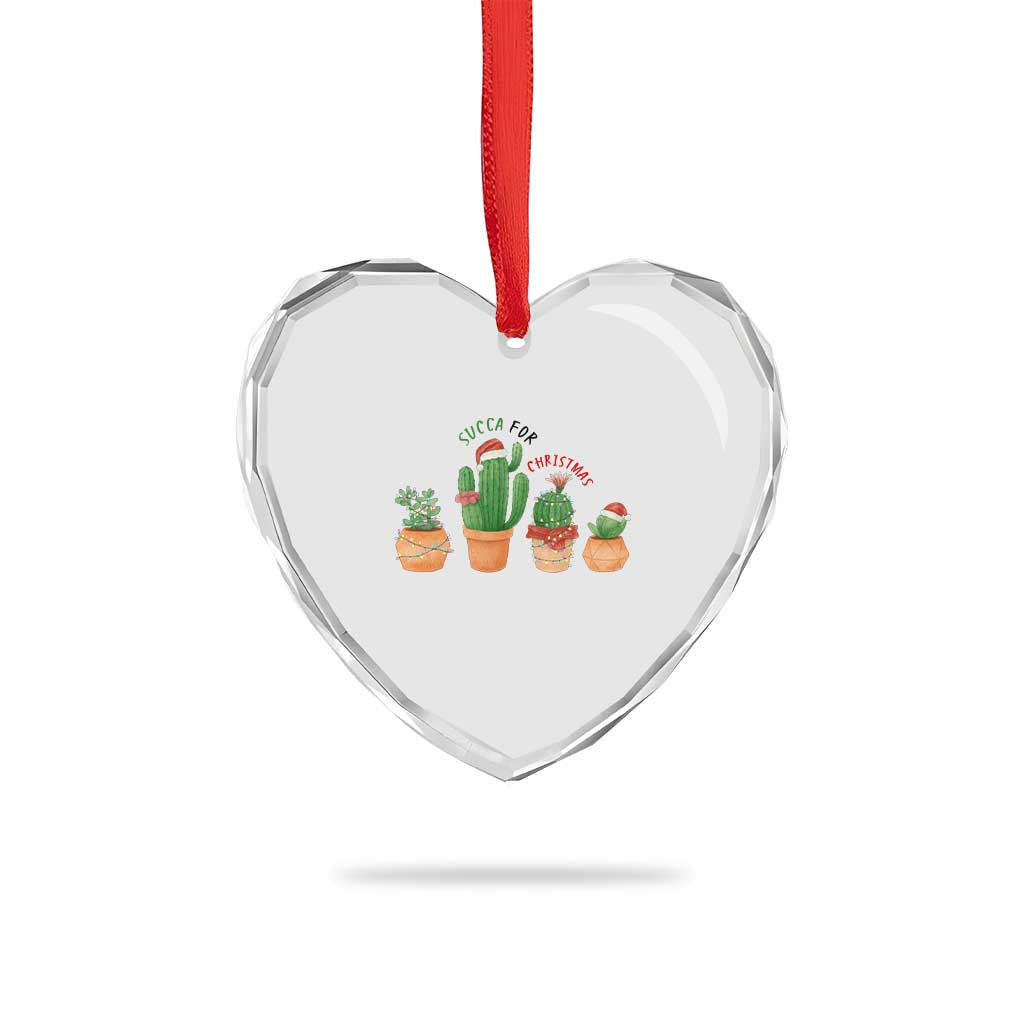 Funny Succulent Plant Lover Gift Heart Crystal Glass Ornament Succa For Christmas - Wonder Print Shop