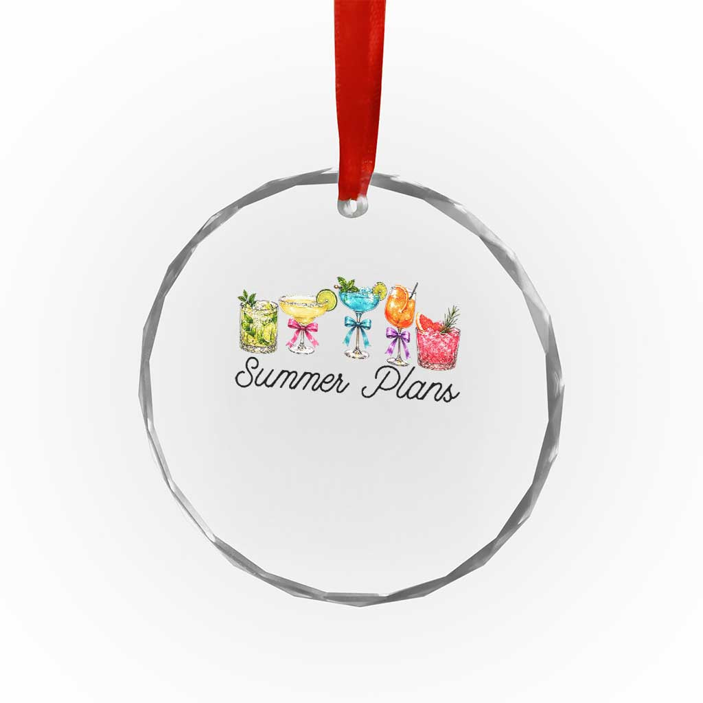 Funny Summer Plans Crystal Glass Ornament Refreshing Tropical Cocktail Lover Gift