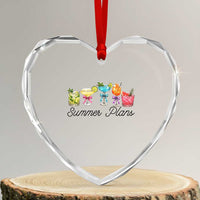 Funny Summer Plans Heart Crystal Glass Ornament Refreshing Tropical Cocktail Lover Gift