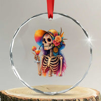 Funny Summer Sugar Skull Cocktail Lover Crystal Glass Ornament